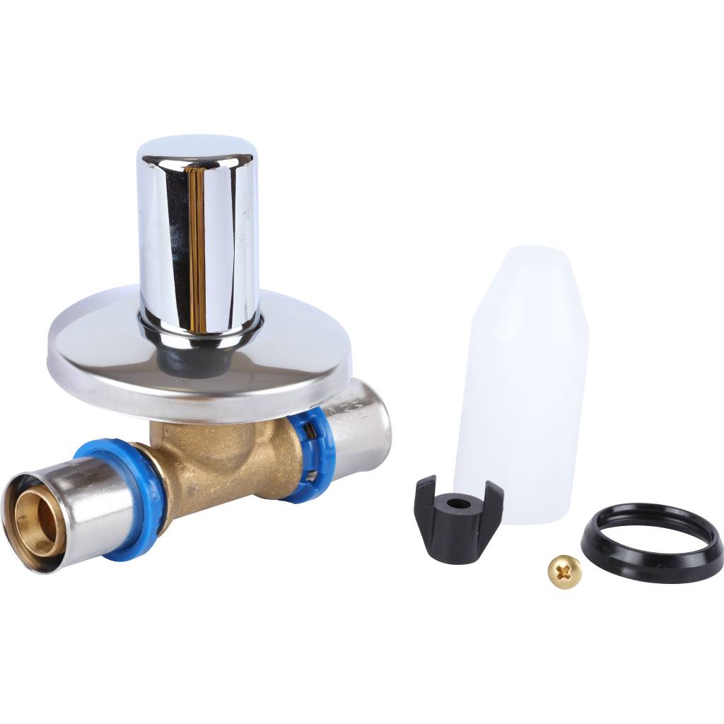 Вентиль APE с хромированной ручкой 20х20 для металлопластиковых труб прессовой, ARL6000220