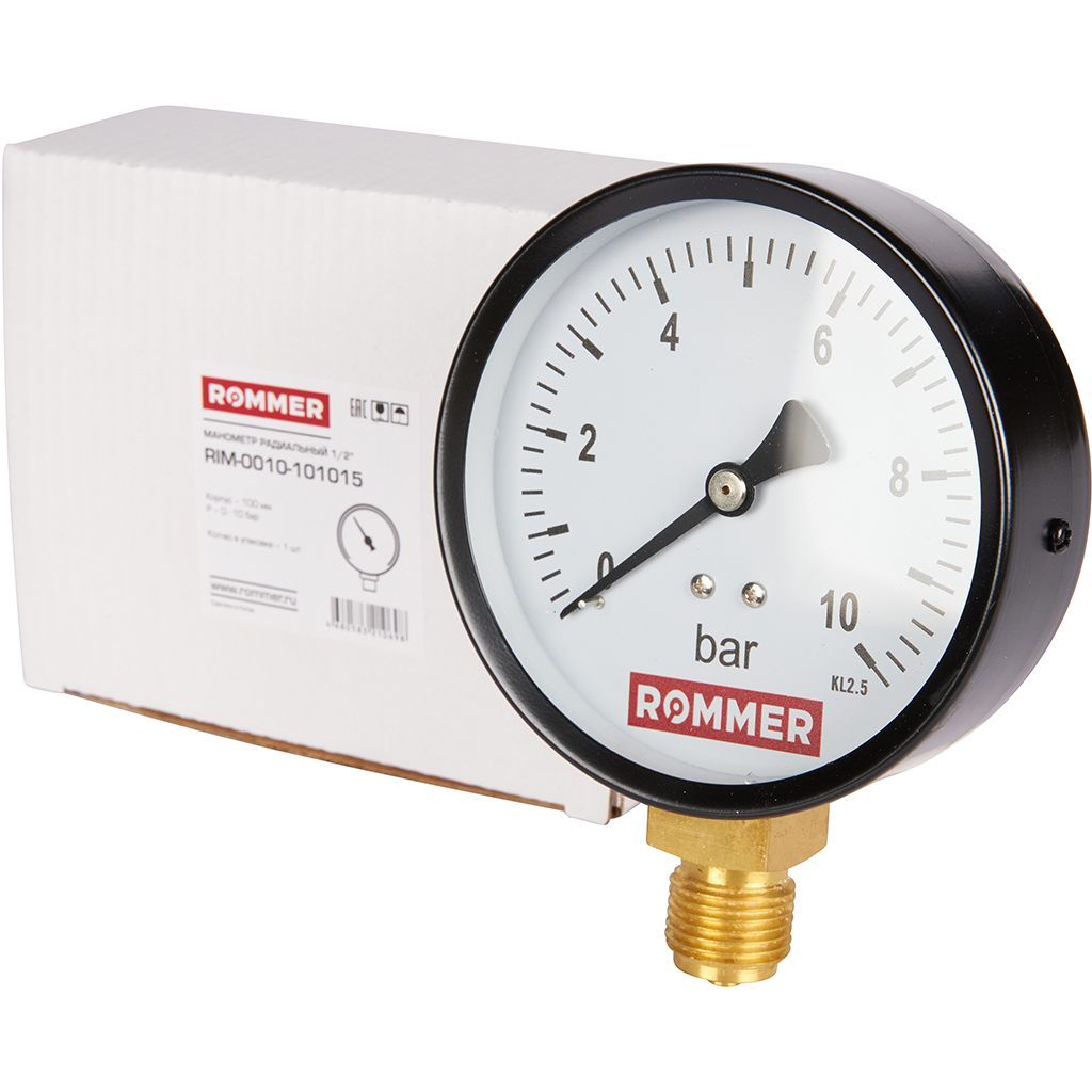 Манометр радиальный ROMMER 100 мм 1/2