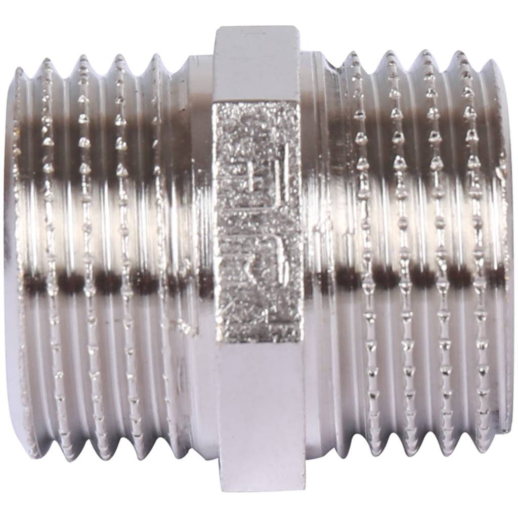 Ниппель HH TIEMME никелированный 1/2х1/2 для стальных труб резьбовой, 1500036