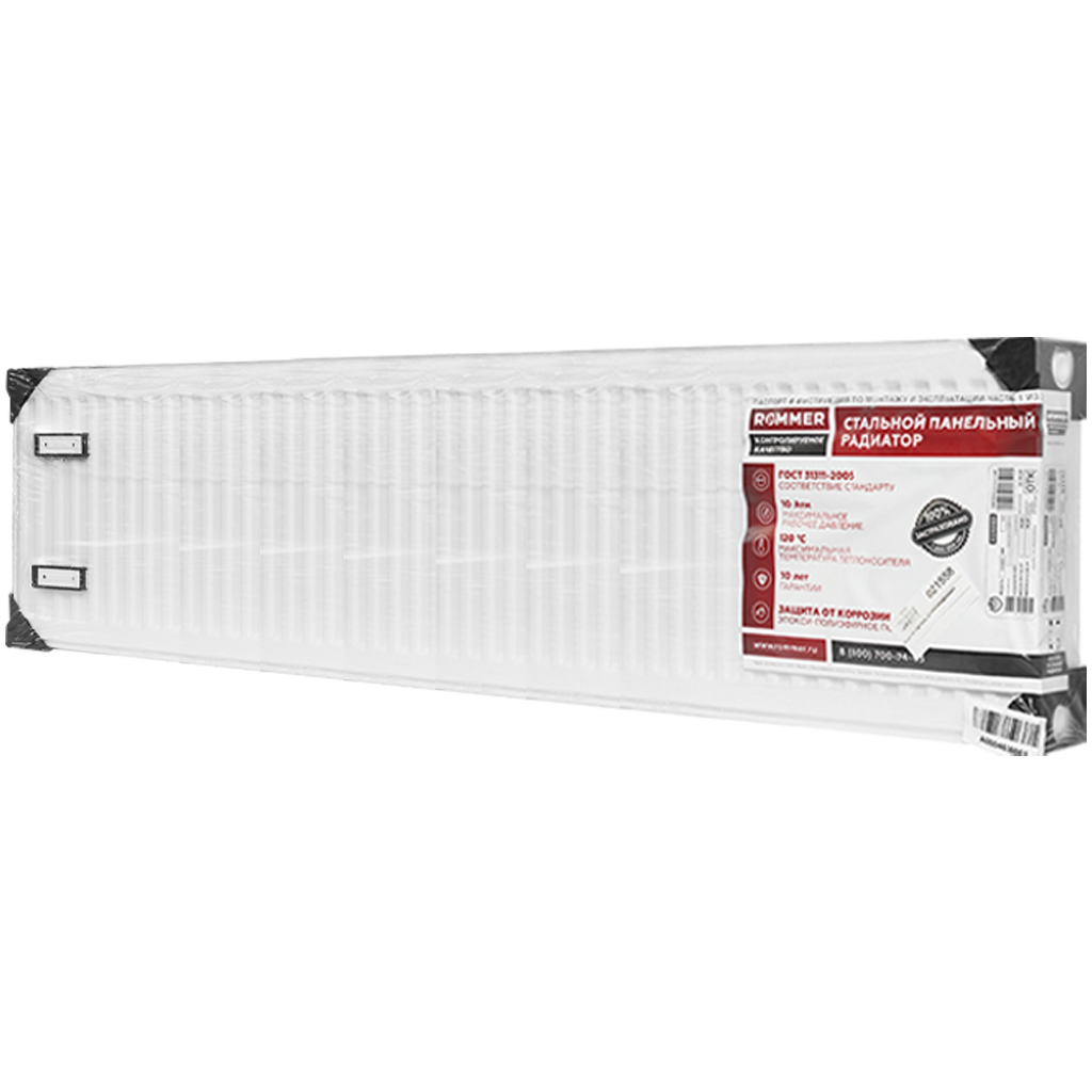 Стальной панельный радиатор ROMMER Compact 22/400/1600 боковое подключение