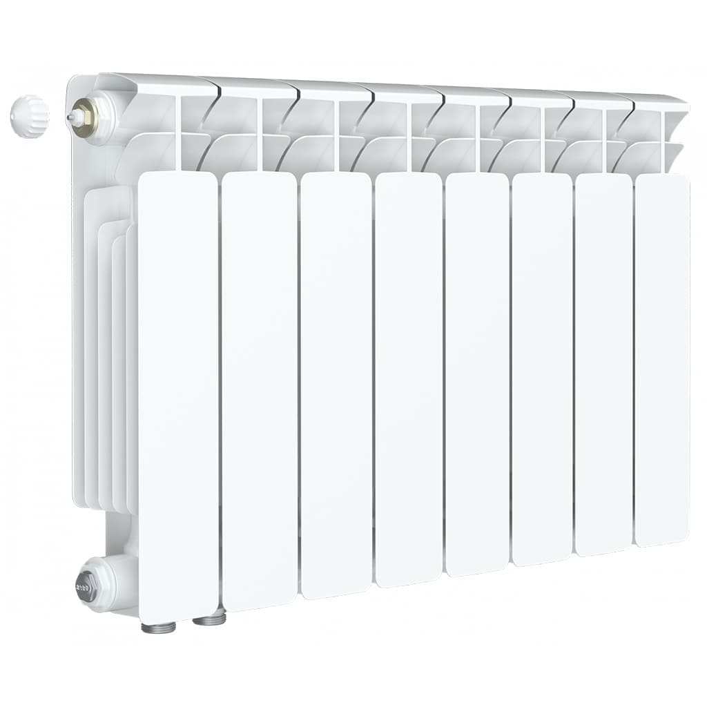 Радиатор биметаллический RIFAR BASE VENTIL 350 8 секции BVRL нижнее правое подключение (белый RAL 9016), 1RB35.VС-8