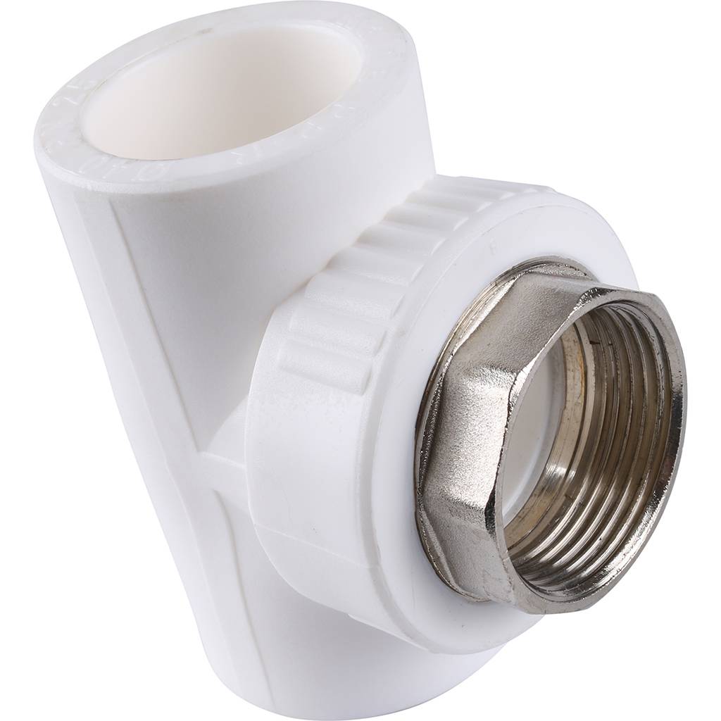 Тройник Kalde с внутренней резьбой 40x1 1/4 для полипропиленовых труб под сварку (цвет белый), 3222-tfo-401a40