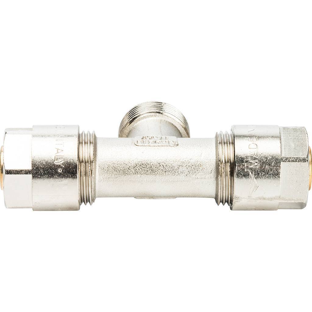 Тройник с нар.резьбой Prandelli Multyrama (20х2,0х1/2) для металлопластиковых труб винтовой, 103.07.52.0