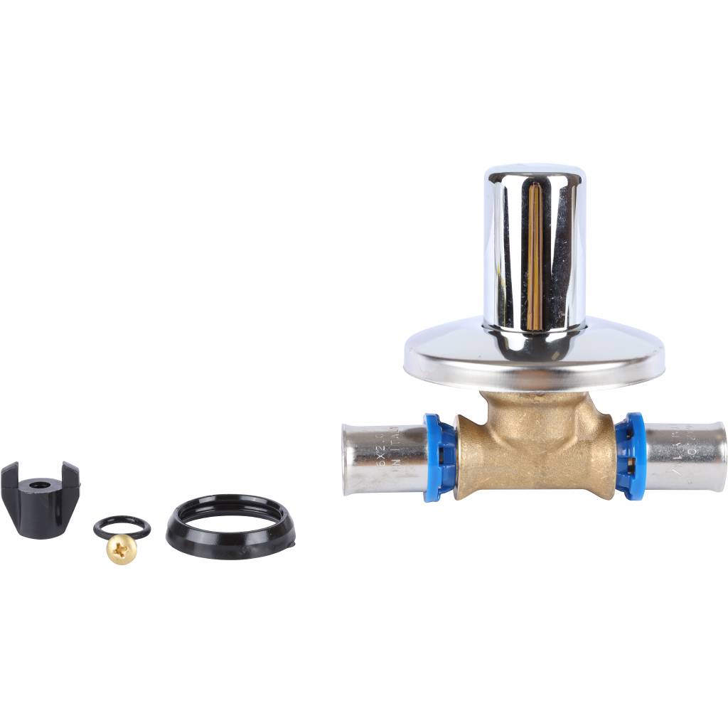 Вентиль APE с хромированной ручкой 16х16 для металлопластиковых труб прессовой, ARL6000110