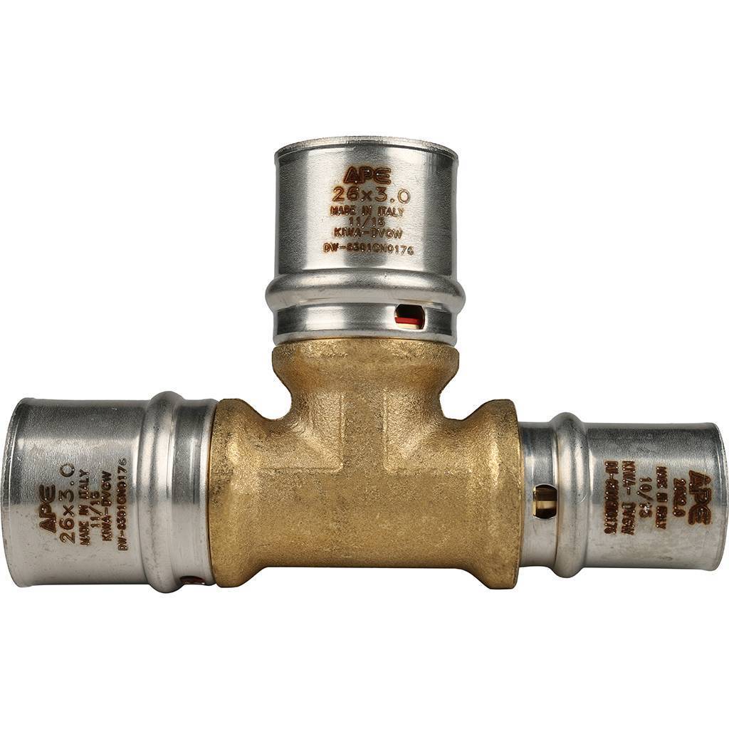 Тройник переходной STOUT 26х26х20 для металлопластиковых труб прессовой, SFP-0005-262620