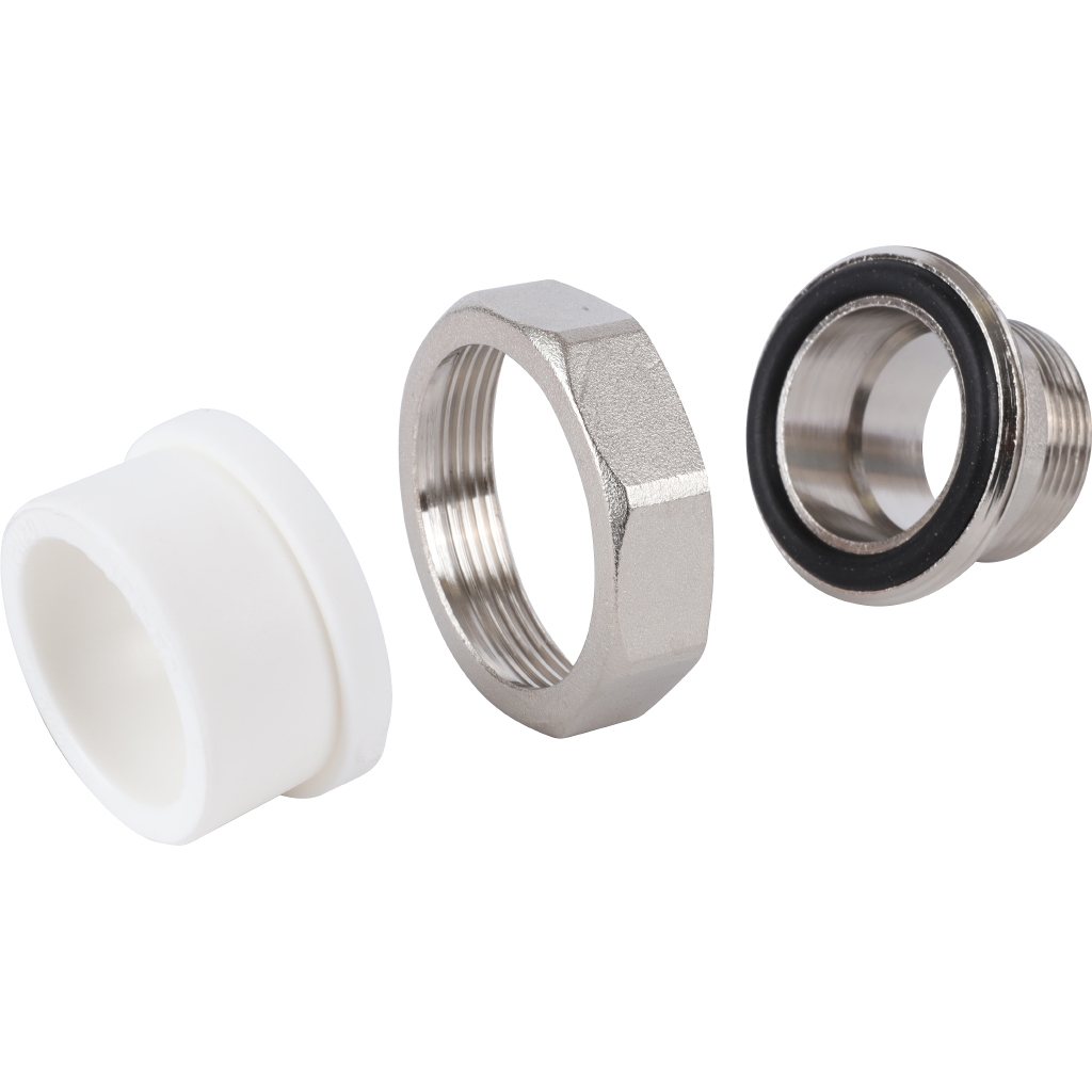 Муфта разъемная Политэк 40х1 1/4 с наружной резьбой для полипропиленовых труб под сварку (цвет белый), 7000240114