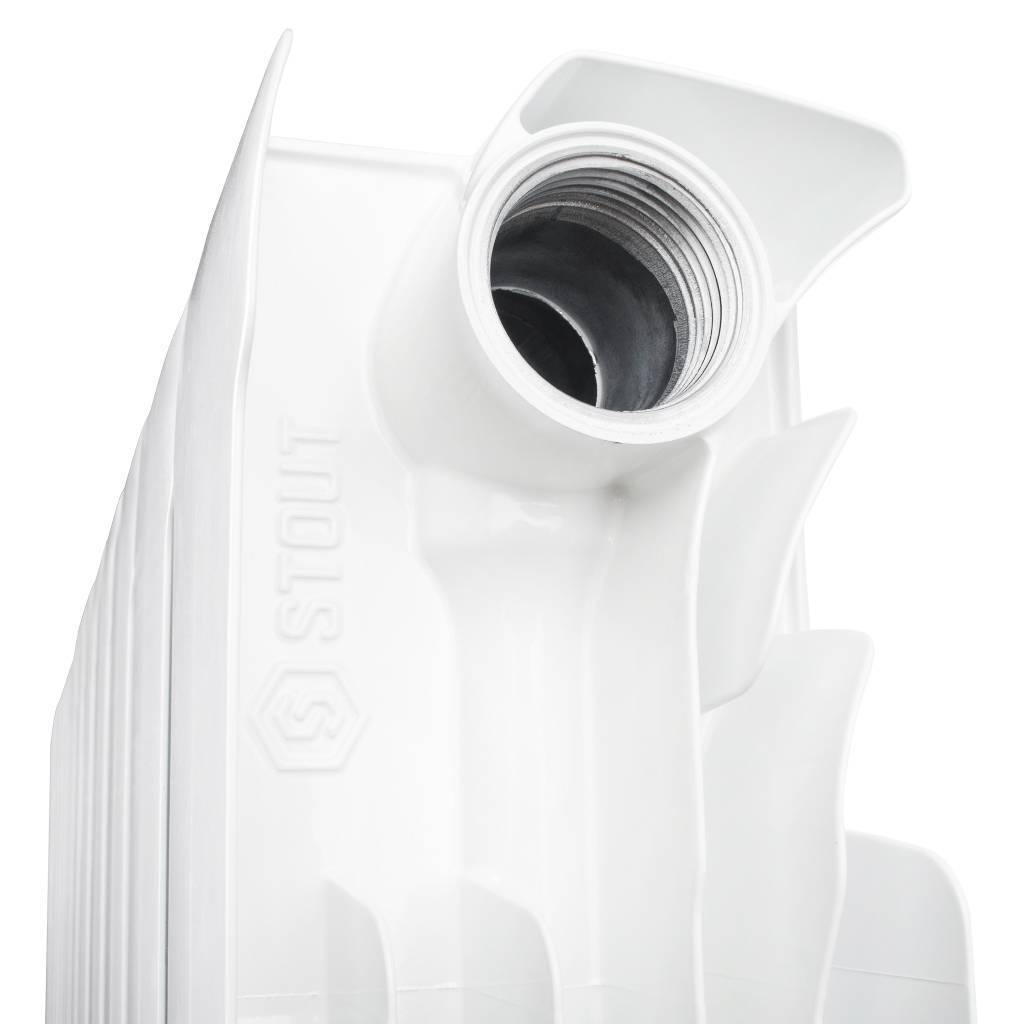 Радиатор биметаллический STOUT Space 500 14 секций боковое подключение RAL9016, SRB-0310-050014