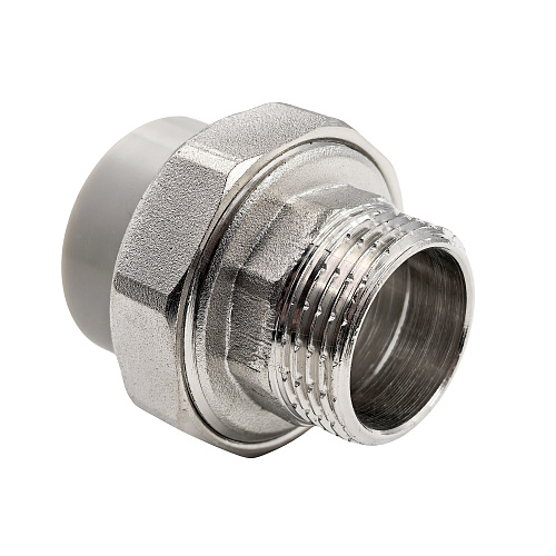 Муфта комбинированная разъемная (Американка) PPR наружная резьба 32х1 PN20 серый РТП