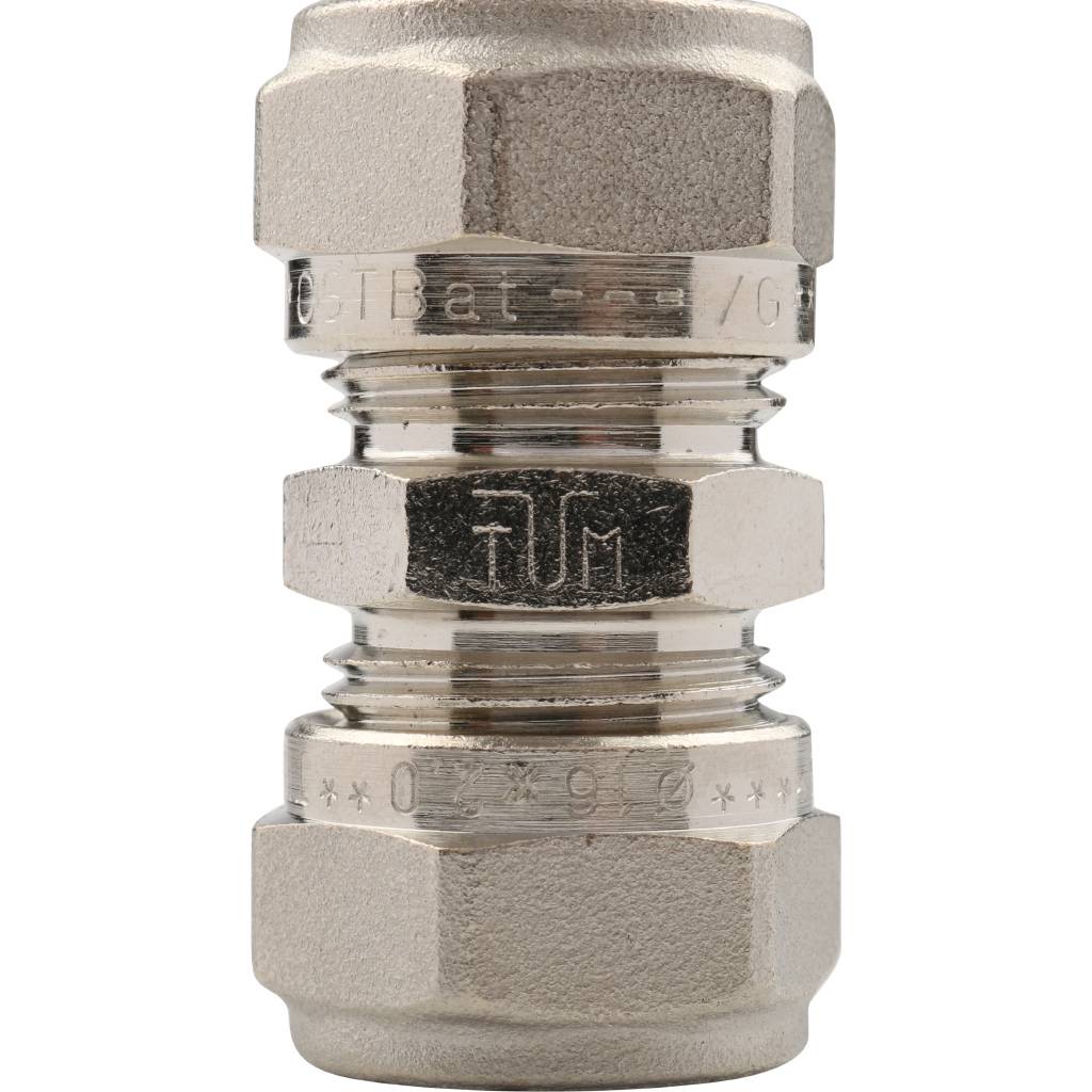 Муфта TIEMME соединительная (16х2.0) для металлопластиковых труб винтовой, 1600012