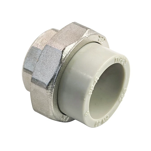 Муфта комбинированная разъемная (Американка) PPR внутренняя резьба 32х1 PN20 серый РТП