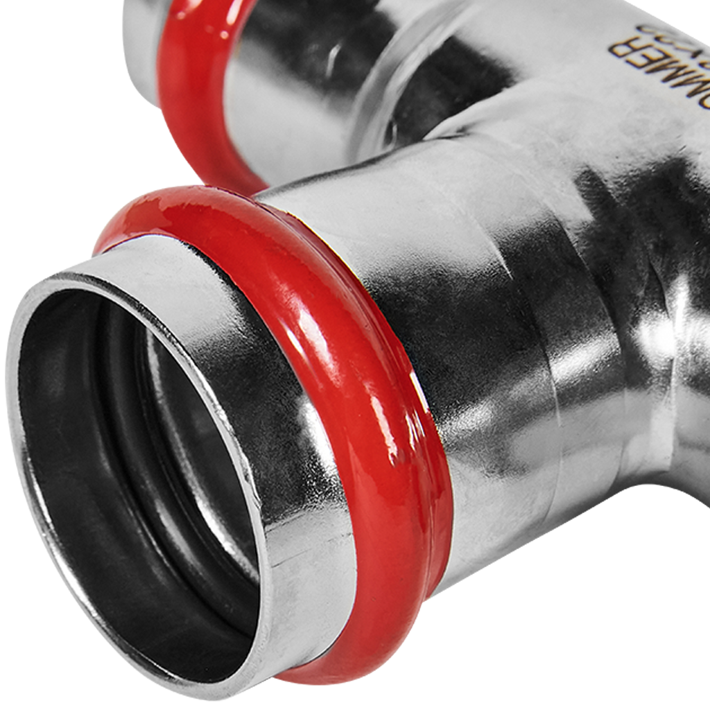 Тройник переходной ROMMER 28х28х22 из нержавеющей стали прессовой