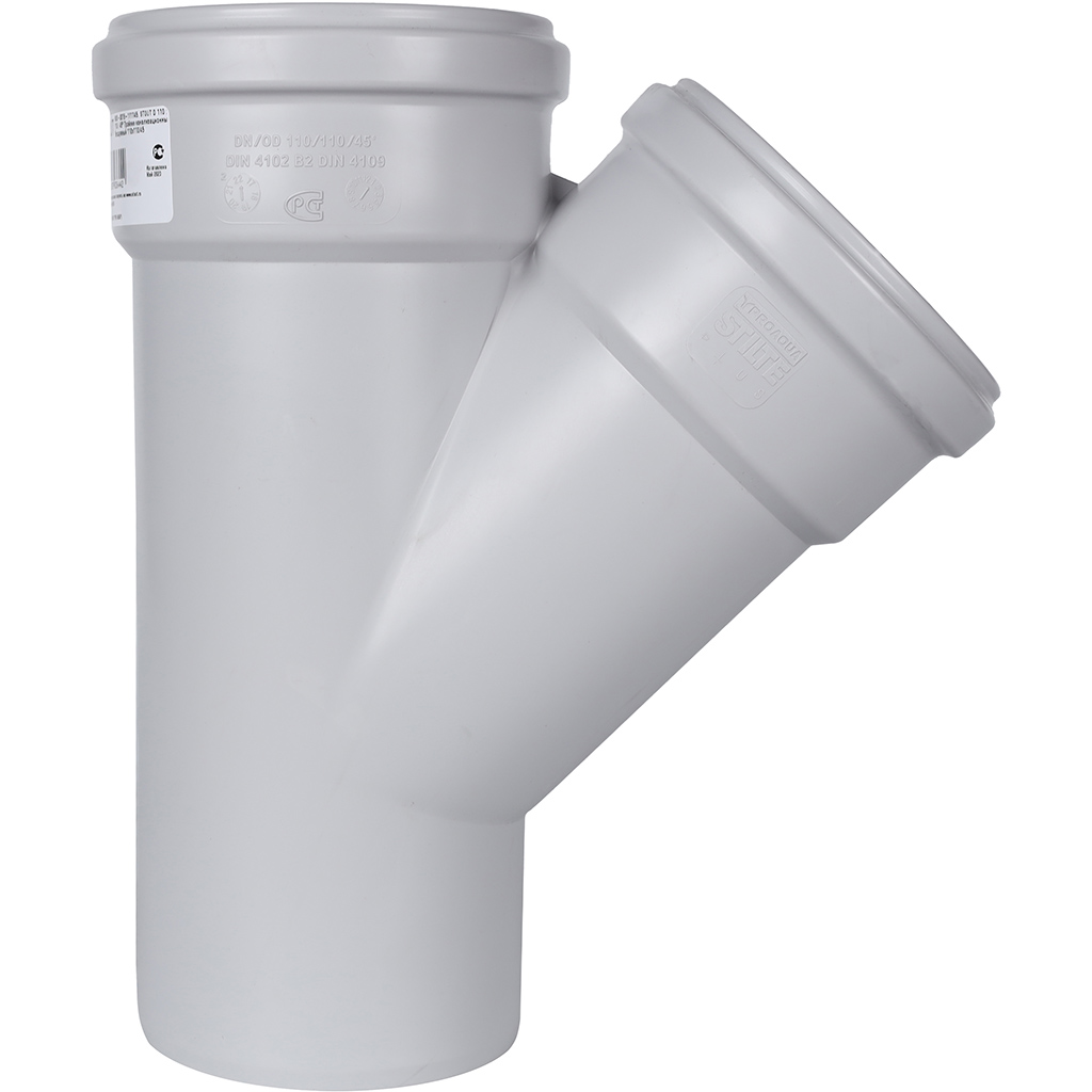 Тройник канализационный бесшумный STOUT D110x110/ 45°, SKB-0015-111145