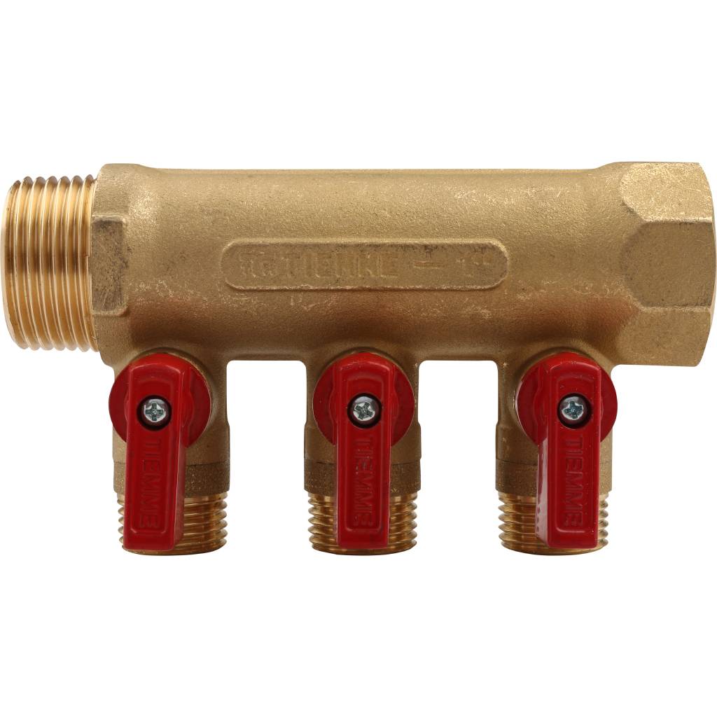 Коллектор распределительный с шаровыми кранами на 3 выхода TIEMME 1х1/2