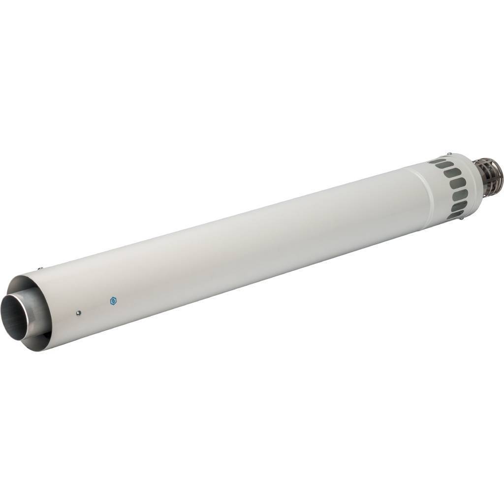 *SCA-6010-000900 STOUT Элемент дымохода DN60/100 конечный участок 900 мм дымохода для горизонт.прохода через стену с оголовком из нерж. стали, SCA-6010-000900