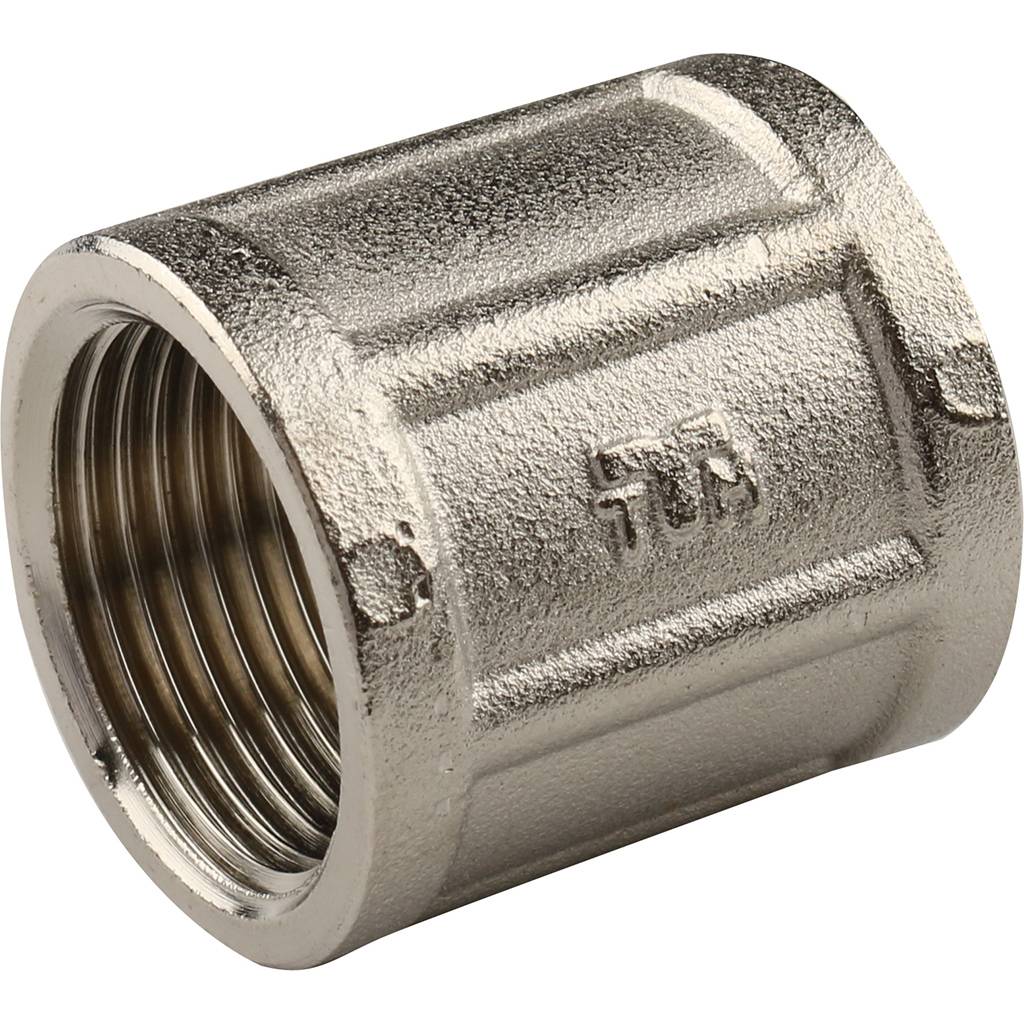 Муфта TIEMME ВВ никелированная 3/4х3/4 для стальных труб резьбовой, 1500150