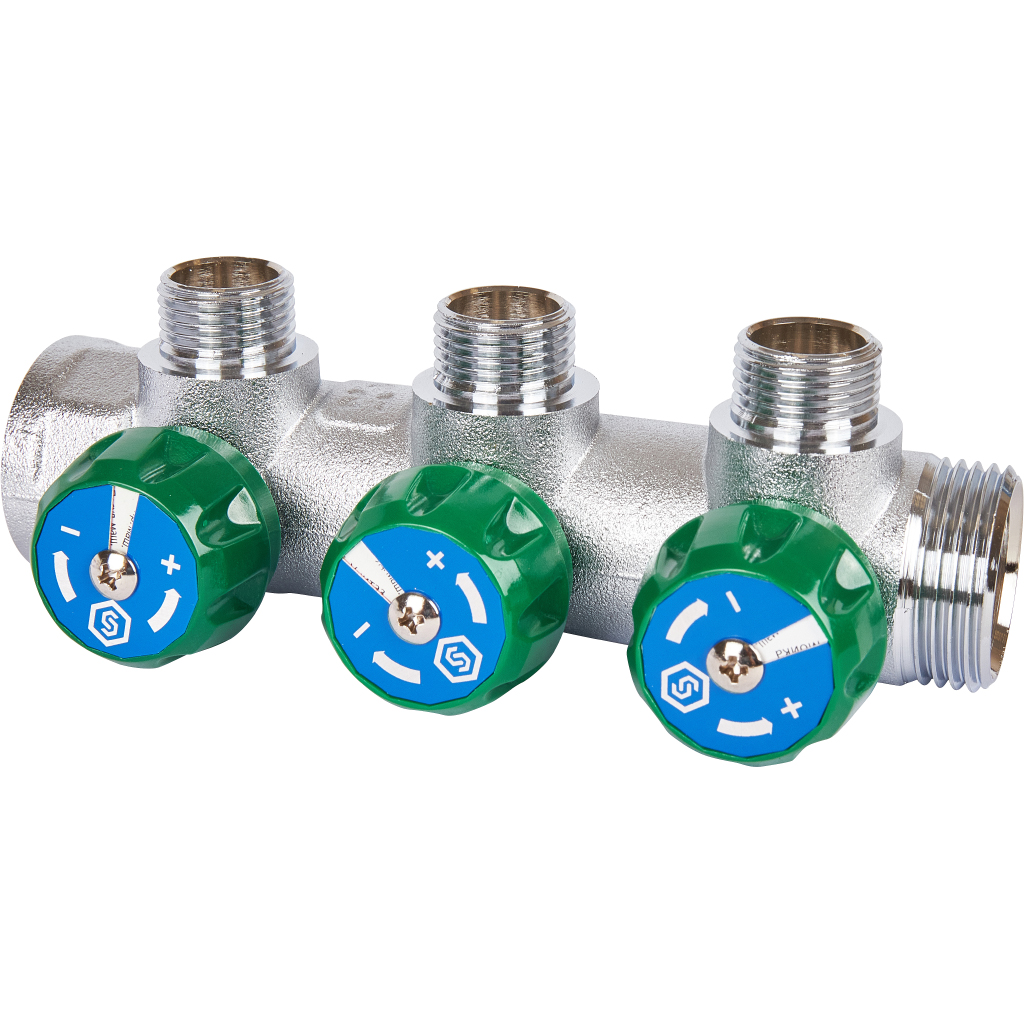 SMB-6850-011203 STOUT Коллектор регулирующий 1 , 3 отвода 1/2 под компрессионный фитинг для полимерных труб