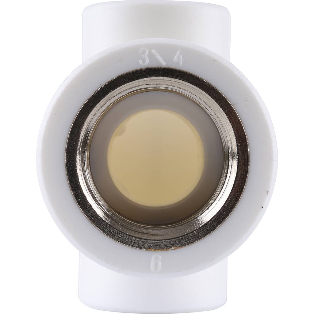 Тройник Kalde с внутренней резьбой 20х3/4 для полипропиленовых труб под сварку (цвет белый), 3222-tfo-200c20