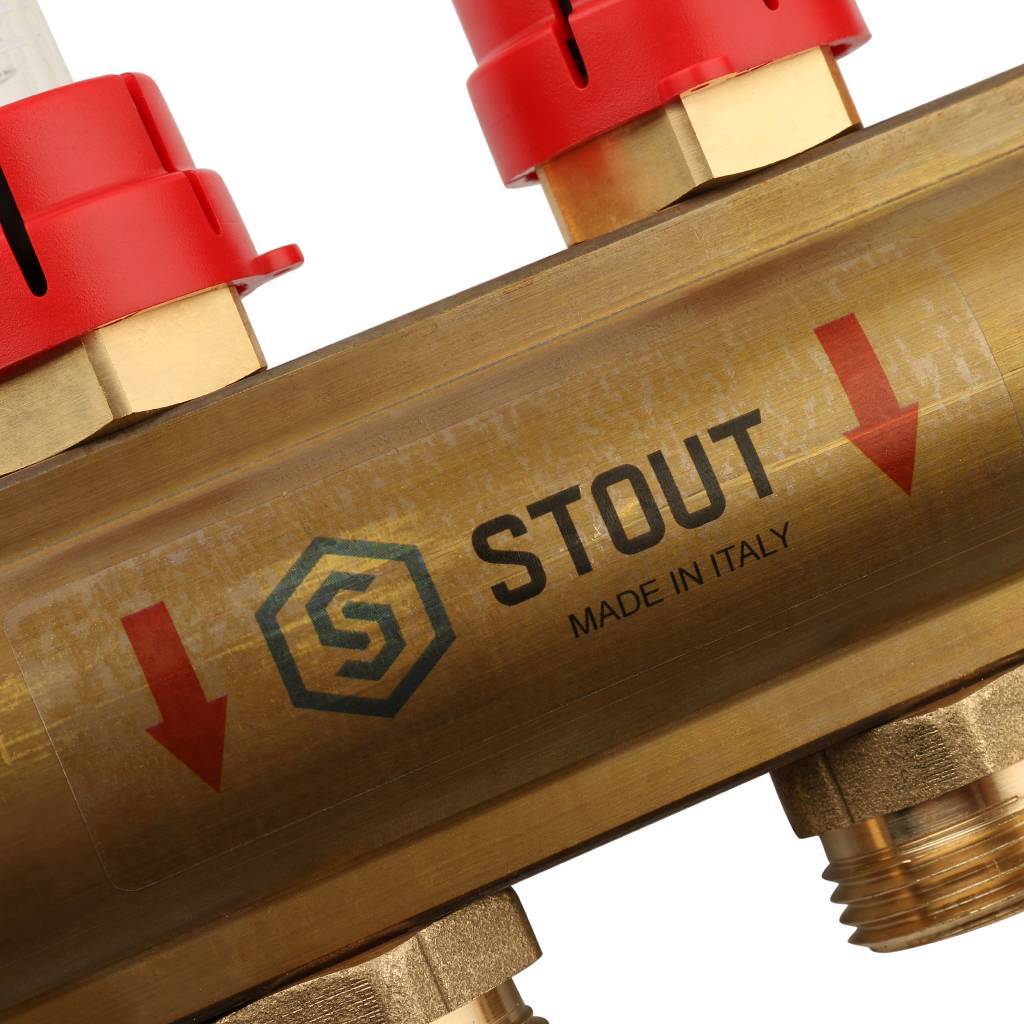 Распределительный коллектор из латуни с расходомерами STOUT 8 выходов, SMB 0473 000008