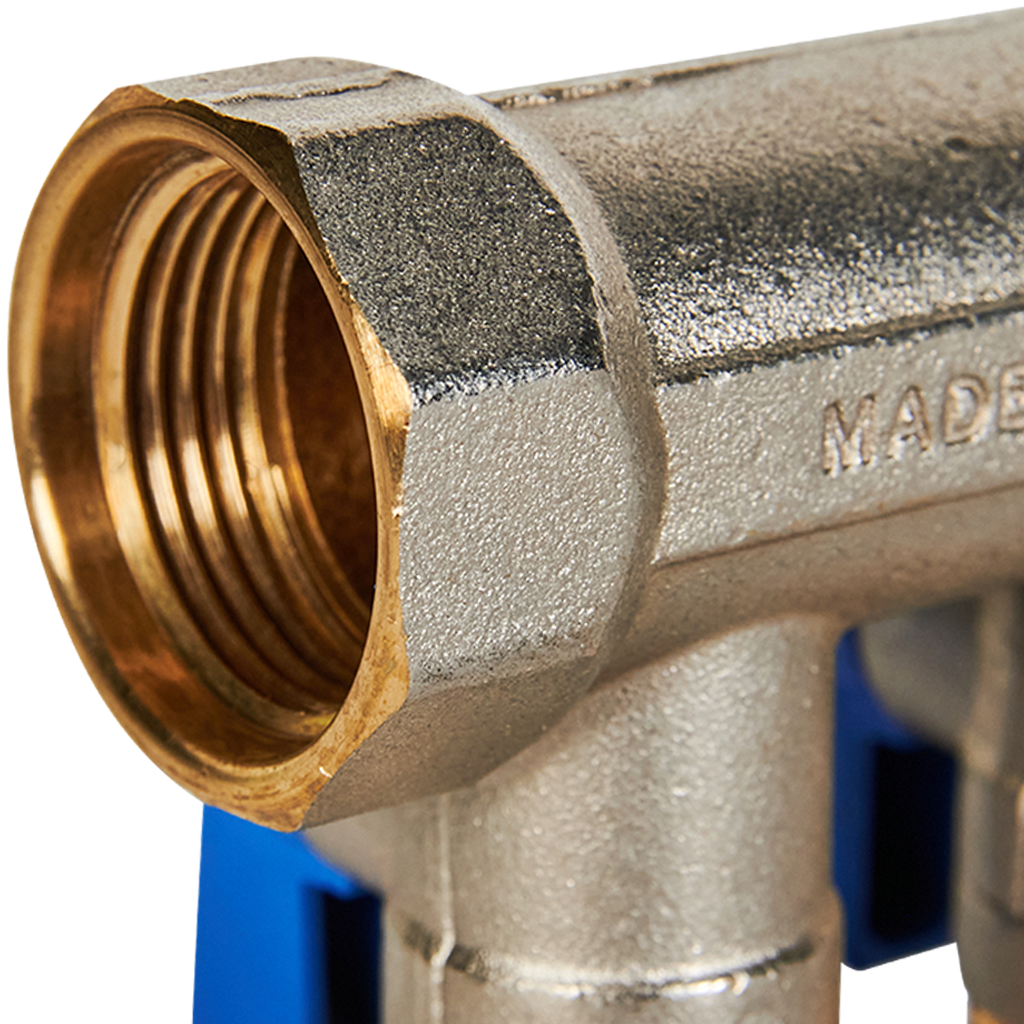 Коллектор с шаровыми кранами STOUT 3/4 , 2 отвода 1/2  (синие ручки)