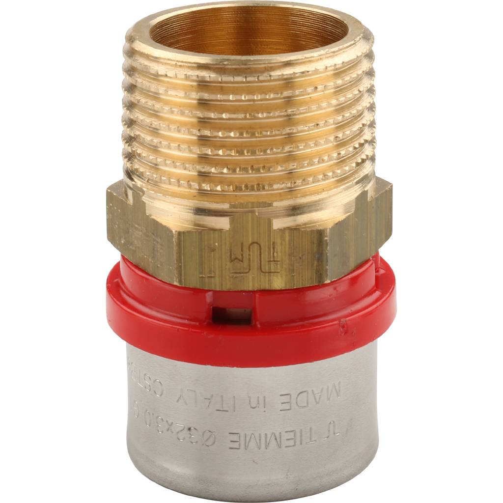 Муфта TIEMME с наружной резьбой 32x1 для металлопластиковых труб прессовой, 1650032