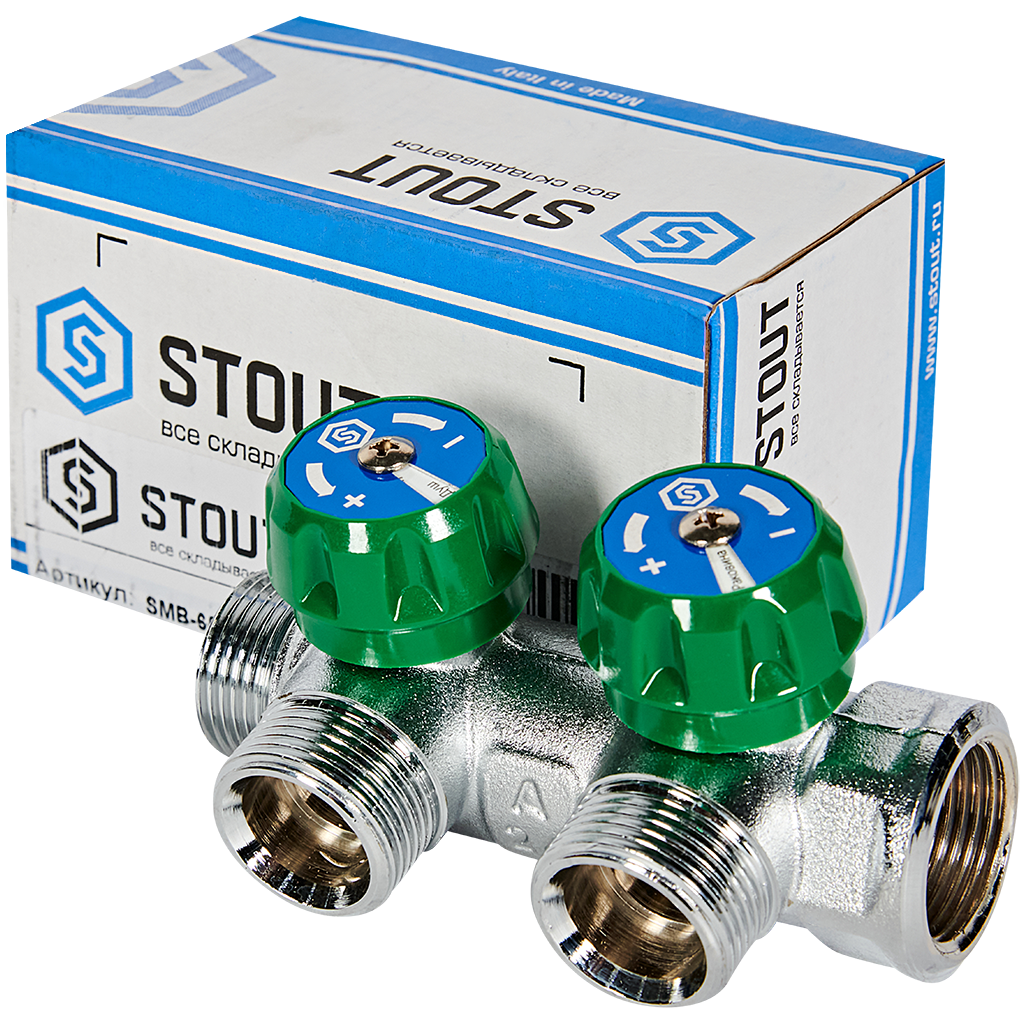 Коллектор регулирующий STOUT 3/4, 2 отвода 3/4 ЕК