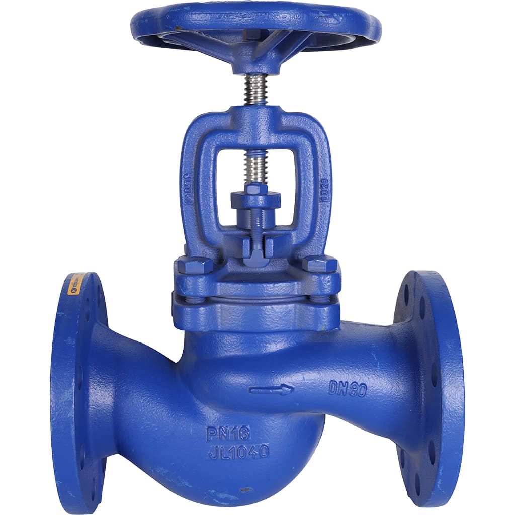Клапан запорный ZETKAMA 215A Ду80 Ру16 фланцевый из чугуна, 215A080C01