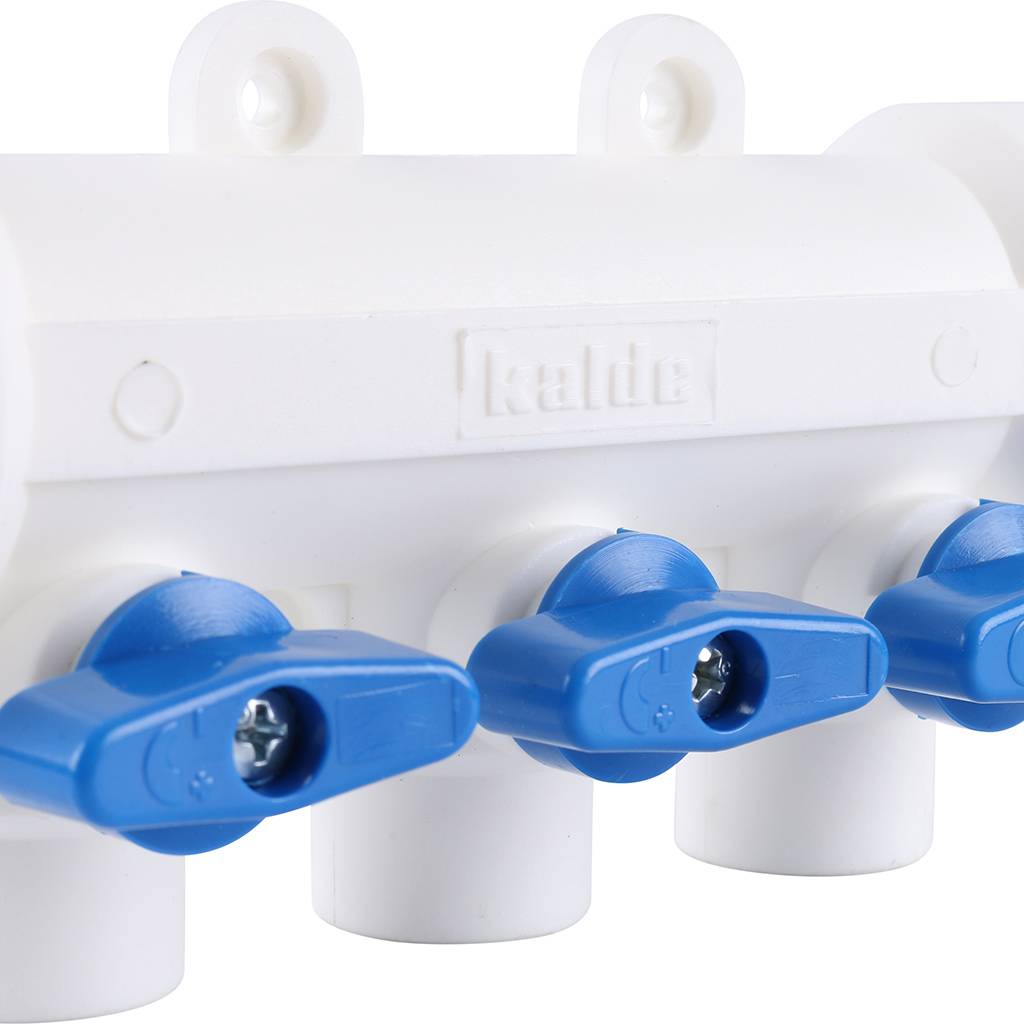 Коллектор с запорными кранами для полипропиленовых труб Kalde (3 выхода)