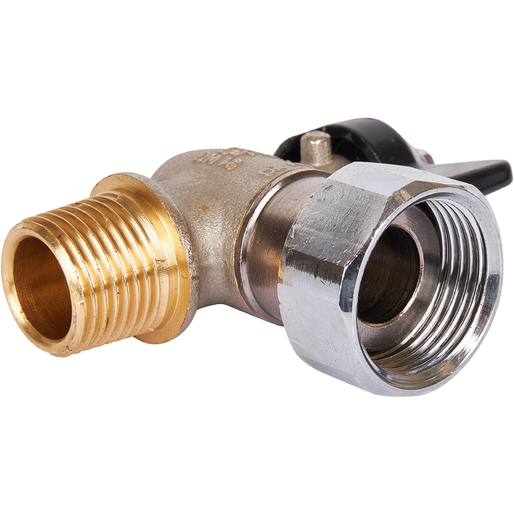 Кран шаровой STOUT 1/2x3/4 с накидной гайкой угловой, НР/накидная гайка, ручка бабочка, SVB-0010-001520