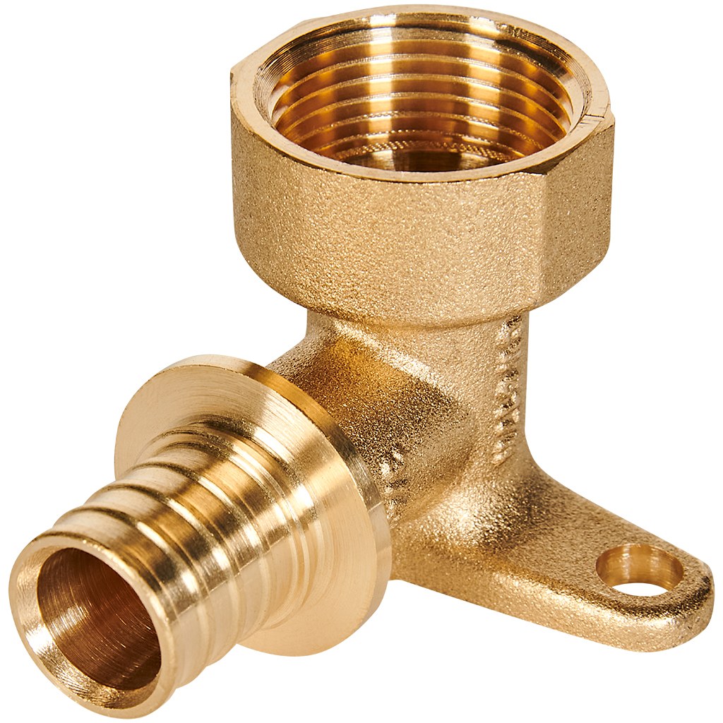 Угольник настенный с креплением ROMMER 20xG 3/4 для труб из сшитого полиэтилена аксиальный, RFA-0009-002034