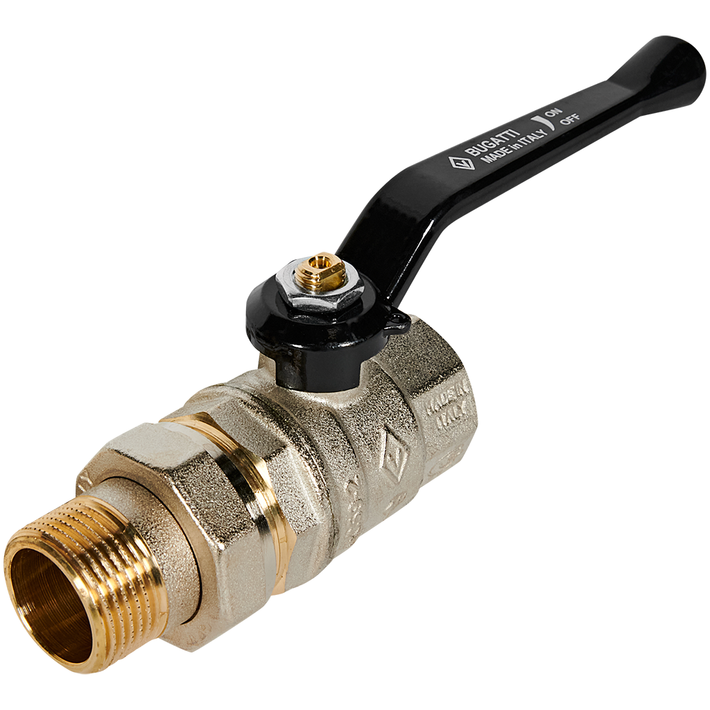 Кран шаровой BUGATTI Oregon 1” с полусгоном (ручка-рычаг алюминий) внут-наруж резьба