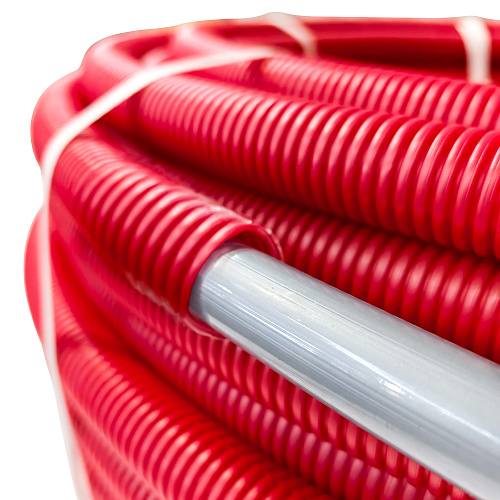 Труба EVOH PE-Xa в гофроизоляции 16х2,2х23, 100м красная, RTP