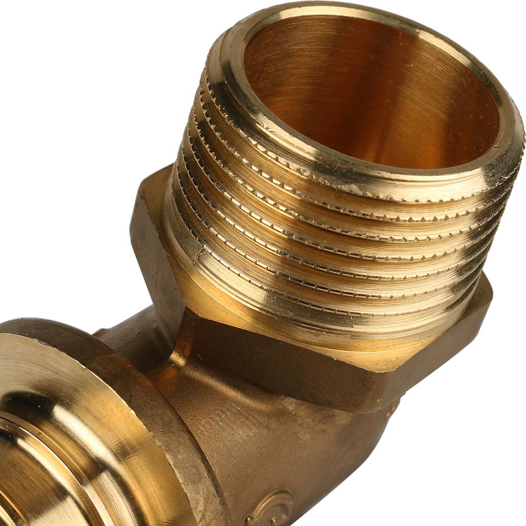 Угольник-переходник STOUT с наружной резьбой 32xR 1 для труб из сшитого полиэтилена аксиальный