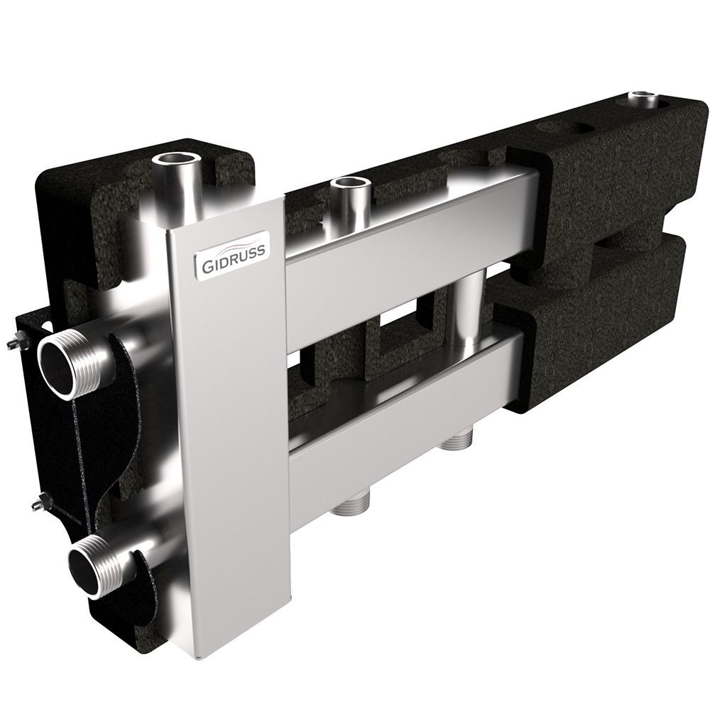 Балансировочный коллектор GIDRUSS BMSS-60-3D.EPP (до 60 кВт, вх. G 1, 2+1 контура G 1, 4D-кронштейны K.UMS, EPP-термоизоляция)