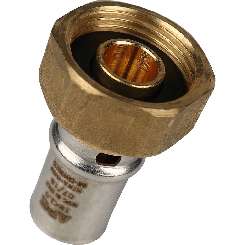 Переходник STOUT с накидной гайкой 3/4 х16 для металлопластиковых труб прессовой, SFP-0016-003416