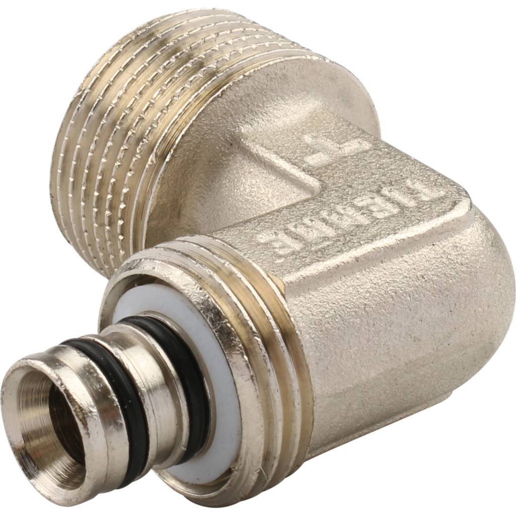 Угольник TIEMME с наружной резьбой (16х2.0х3/4) для металлопластиковых труб винтовой, 1600066