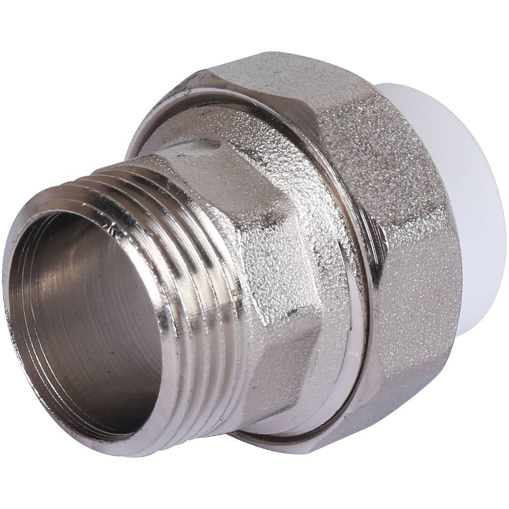 Муфта разъемная с наружной резьбой Политэк 20х3/4 для полипропиленовых труб под сварку (цвет белый), 9800002034