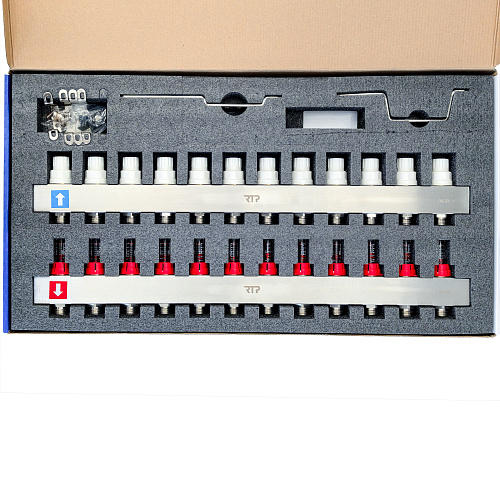 Коллекторная группа с расходомером и кронштейном (евроконус 3/4) нержавеющая сталь SUS 304 1х12 выходов, RTP