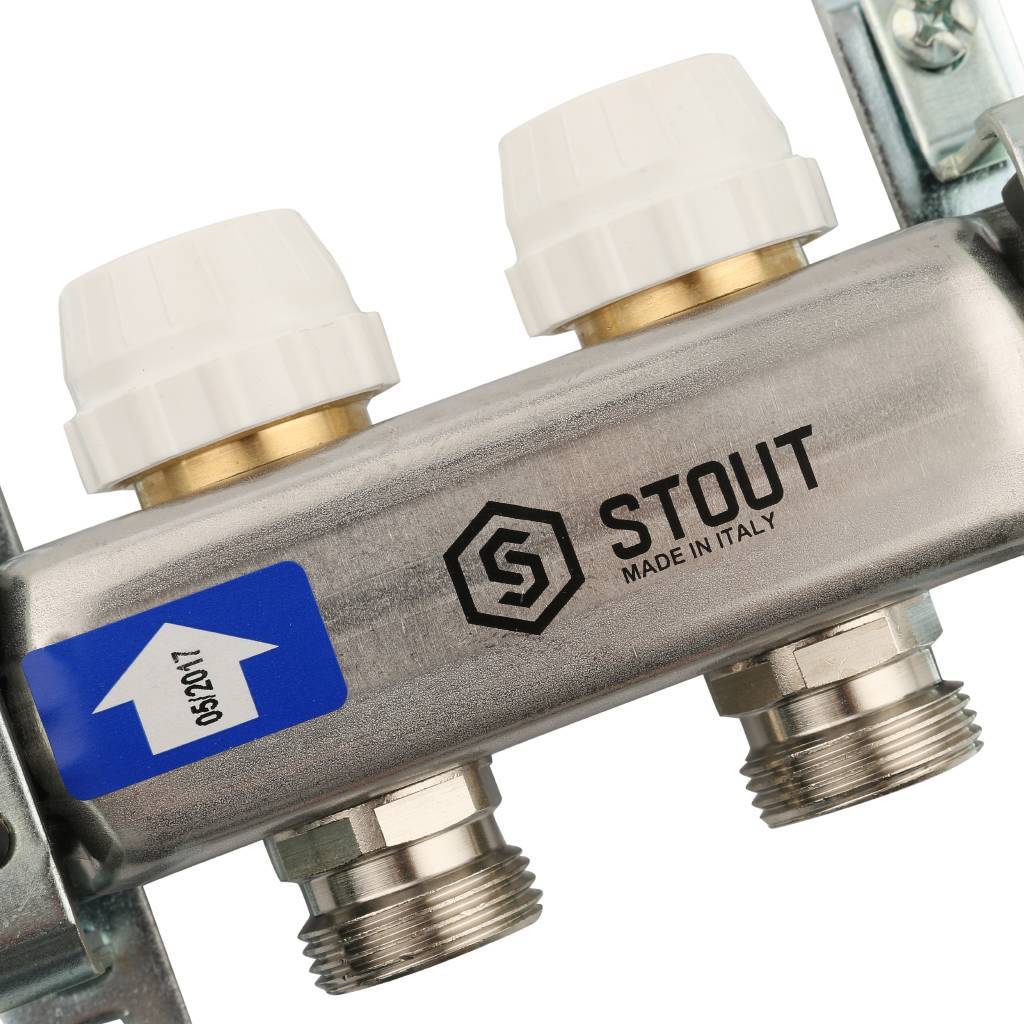 Коллектор из нержавеющей стали STOUT без расходомеров 2 вых., SMS 0922 000002