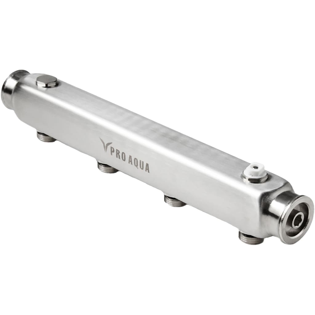 Коллектор из нержавеющей стали с межосевым расстоянием 100 мм Pro Aqua 7 выходов, 690 мм, 1 1/4 x 3/4