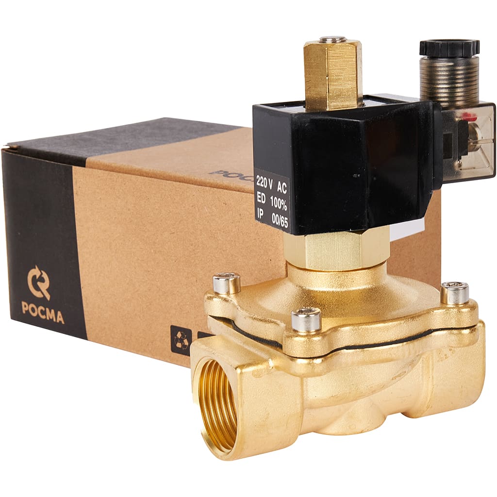 Клапан электромагнитный (соленоидный) двухходовой РОСМА СК-21-25 нормально открытый НО, АС 220В, G1, Ду25
