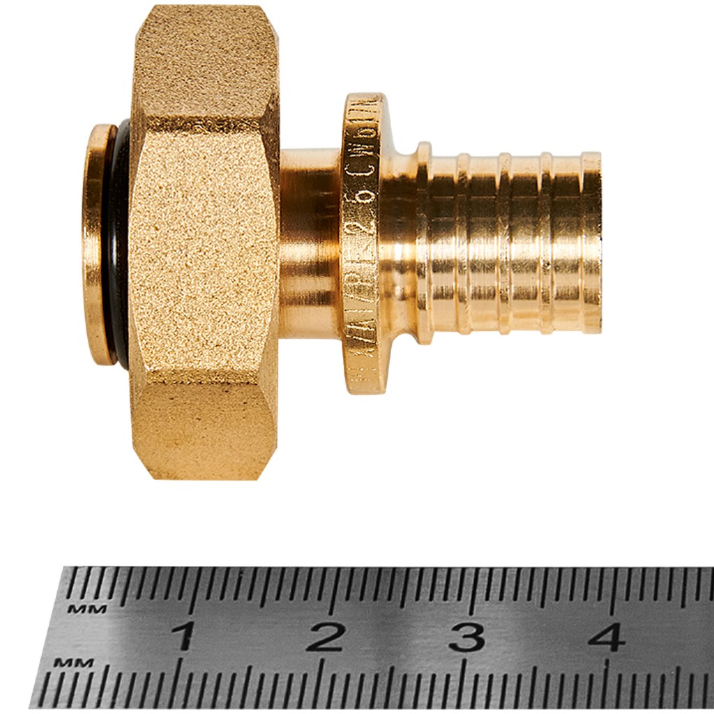 Переходник с накидной гайкой (евроконус) ROMMER 16xG 3/4 для труб из сшитого полиэтилена аксиальный