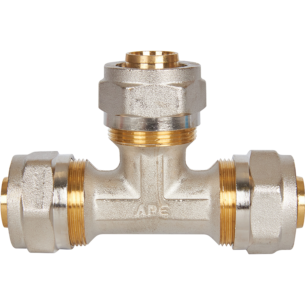 Тройник STOUT равнопроходный 26х26х26 для металлопластиковых труб винтовой, SFS-0009-000026