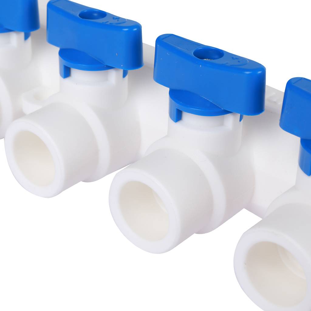 Коллектор с воздухоотводчиком и запорными кранами Kalde (5 выходов)