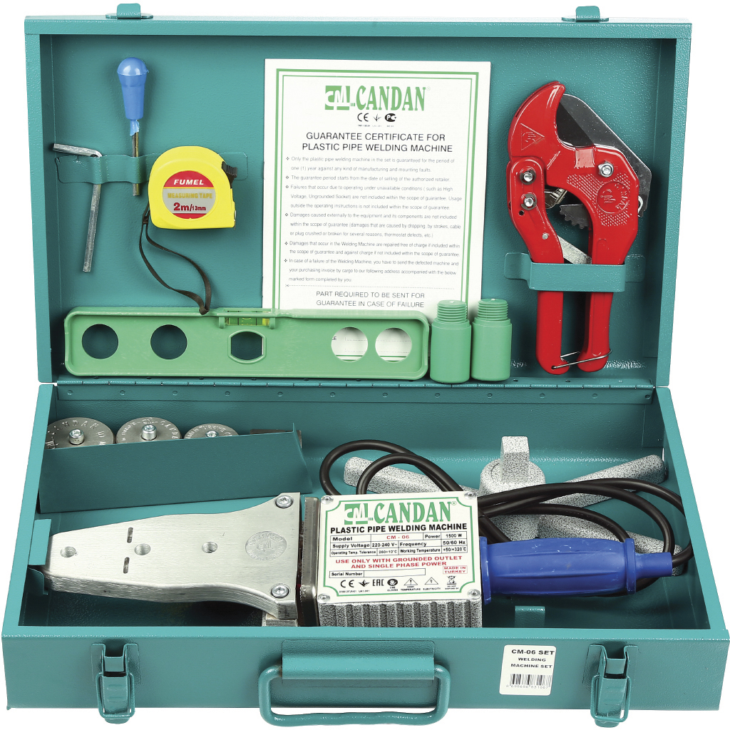 Сварочный аппарат CANDAN (750+750 Вт) + комплект матриц 20-40 (63) мм в ящике, CM-06 SET