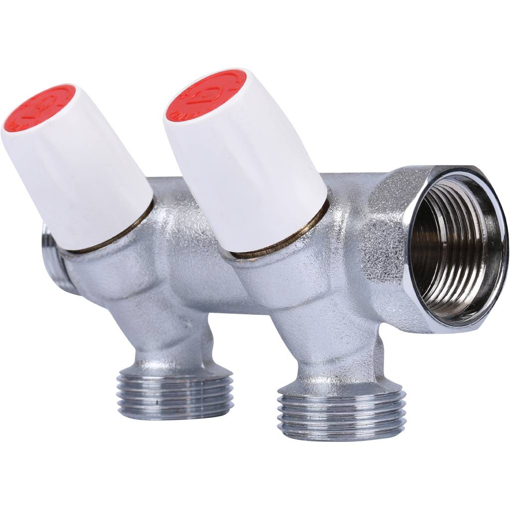 Коллектор с регулировочными вентилями TIEMME 3/4 х1/2 на 3 выхода (хром.)