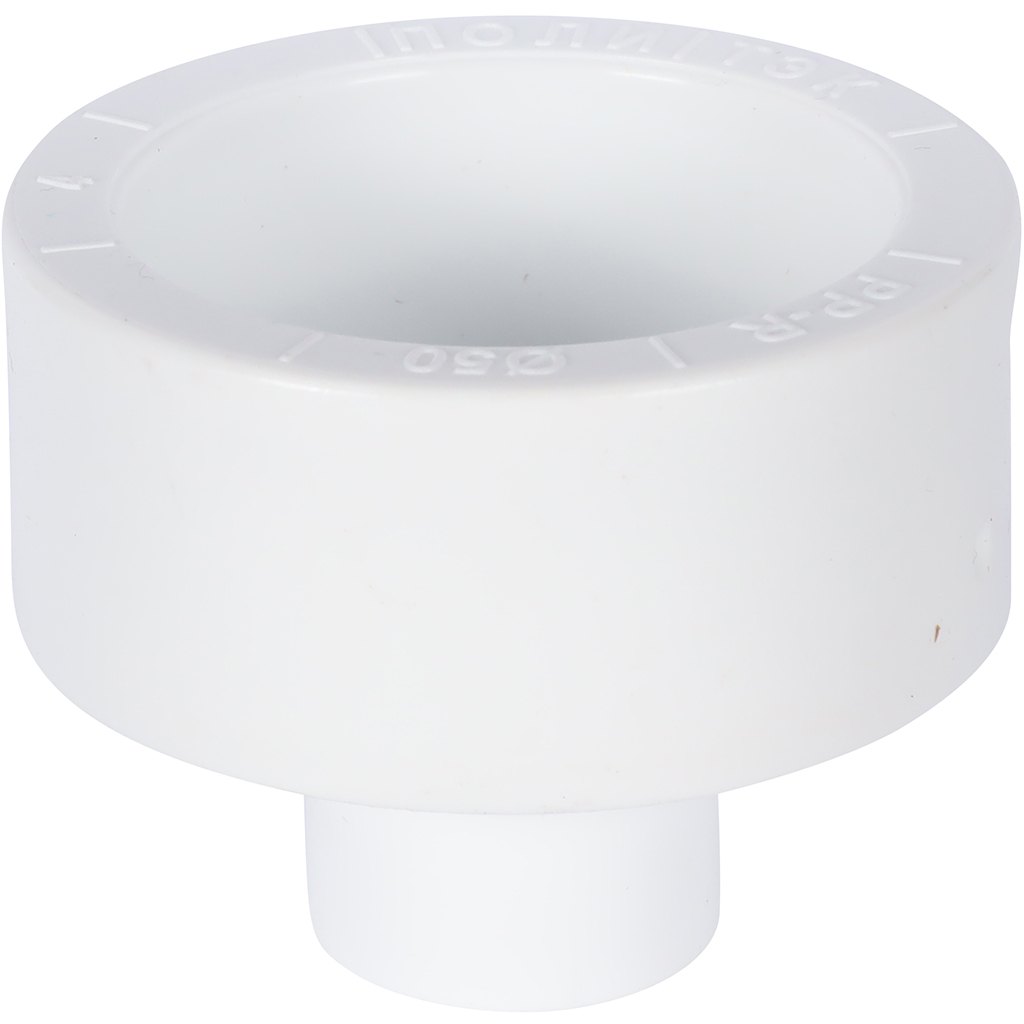 Муфта переходная Политэк 50х20 внутр./внутр. для полипропиленовых труб под сварку (цвет белый), 9000005020