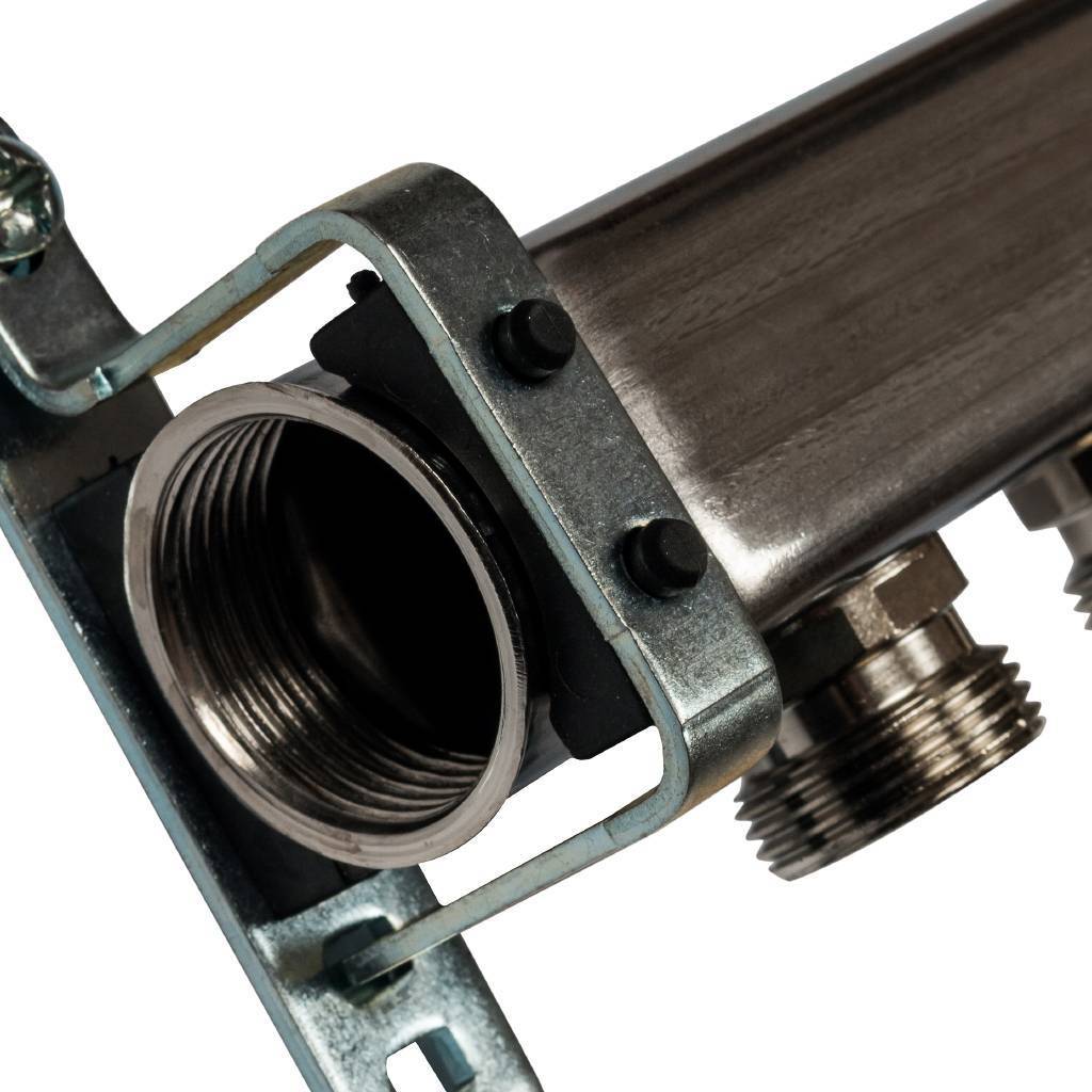 Коллектор из нержавеющей стали для радиаторной разводки STOUT 6 выходов