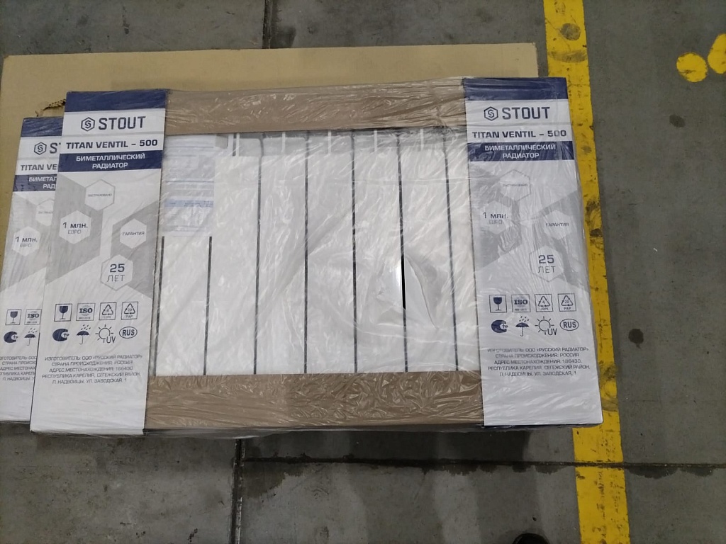 Уцененный товар (СКОЛ ЛКП): Радиатор биметаллический STOUT TITAN VENTIL 500 10 секций нижнее правое подключение, SRB-3320-050010