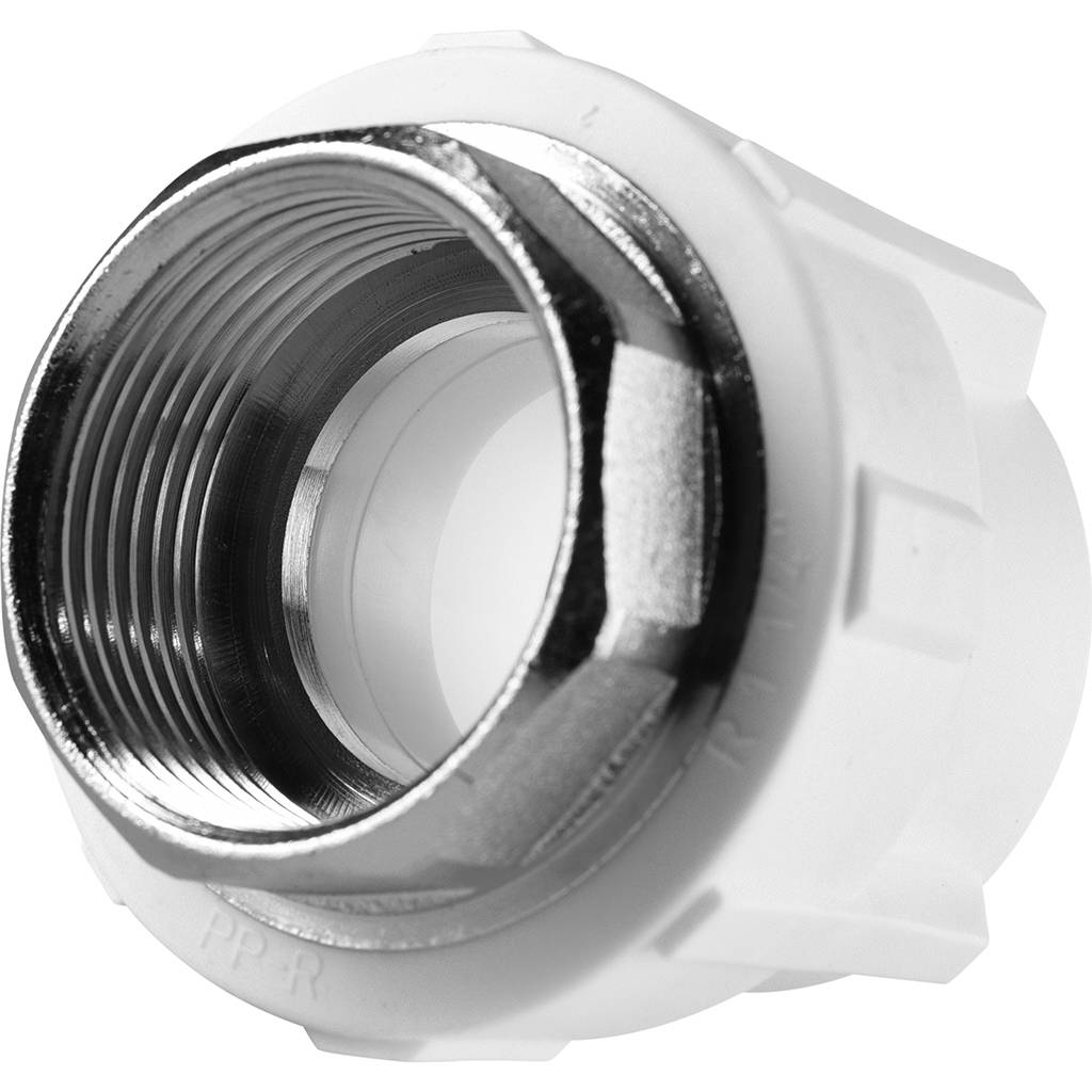 Муфта комбинированная Политэк 40x1 1/4 под шестигранник внутр. резьба для полипропиленовых труб под сварку (цвет белый)