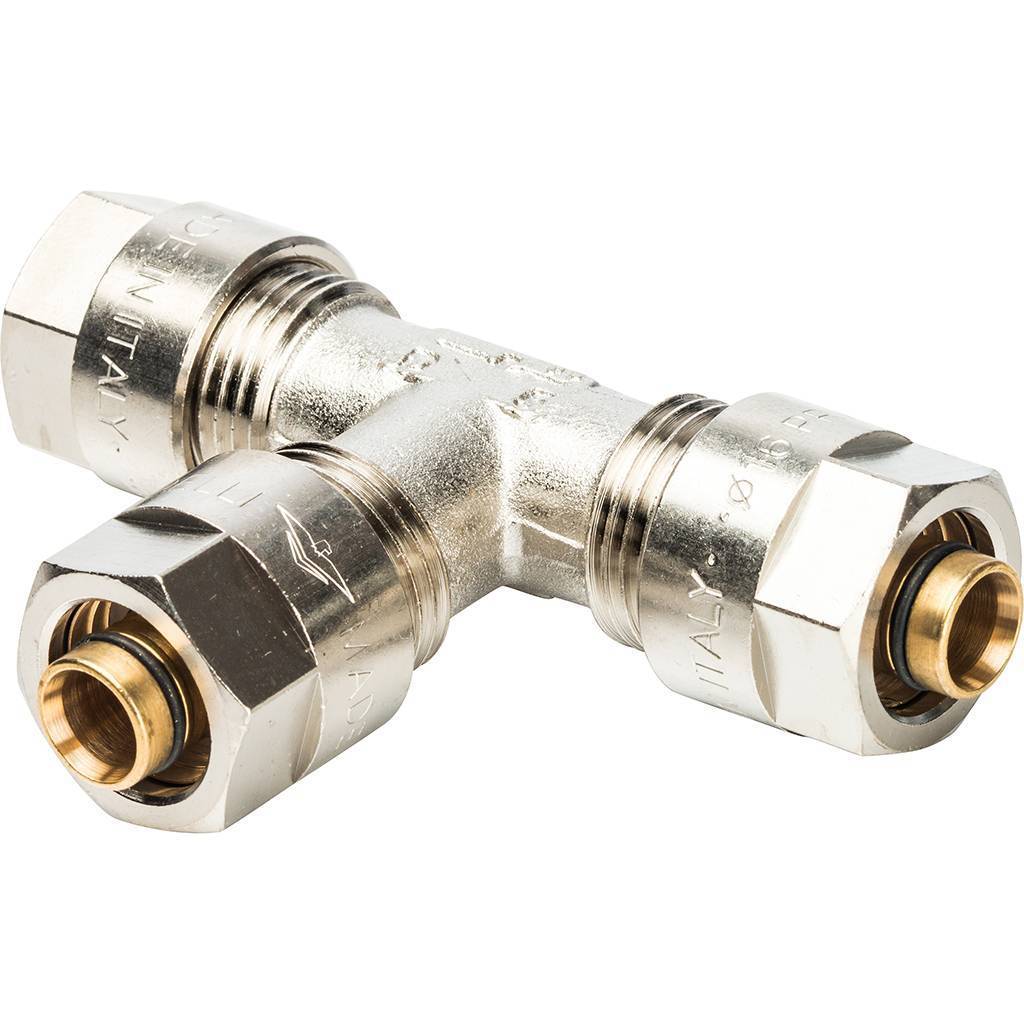 Тройник Prandelli Multyrama (16х2,0) для металлопластиковых труб винтовой, 103.09.11.6